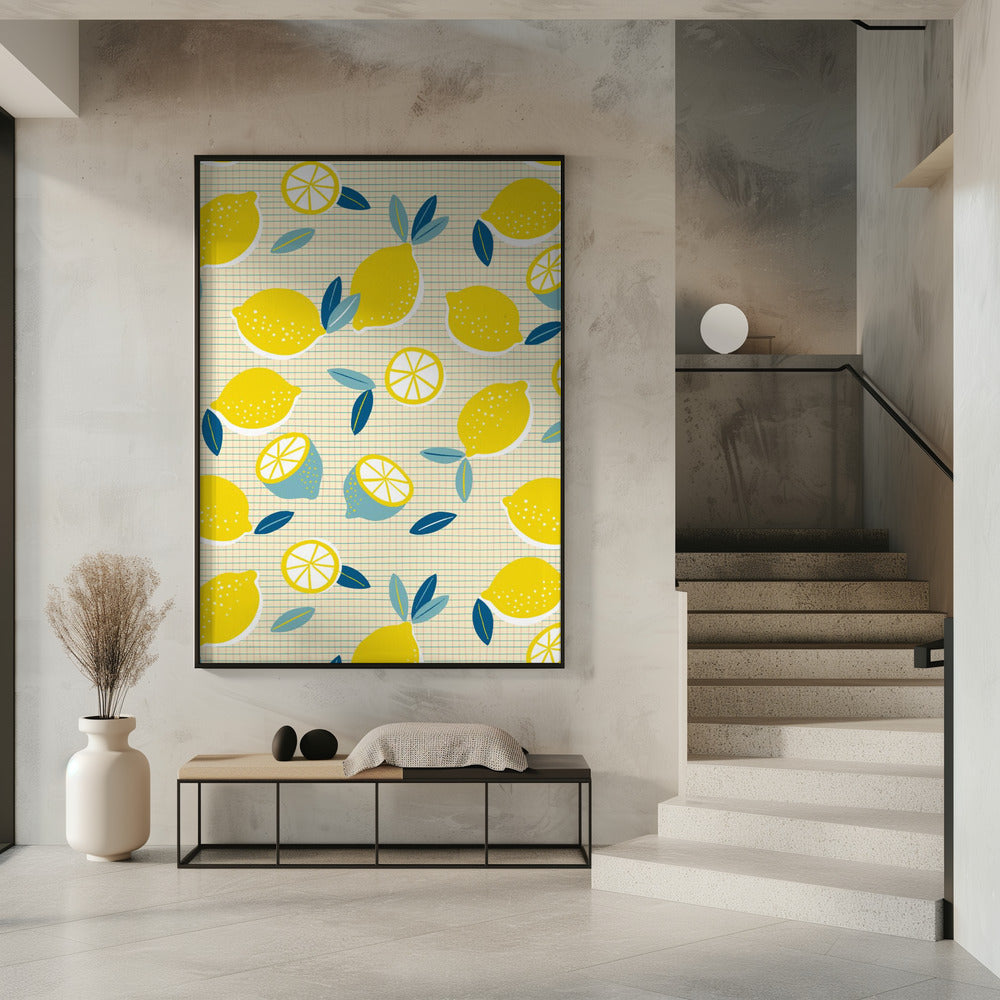 Frische Zitronen kariert sonnig | Poster