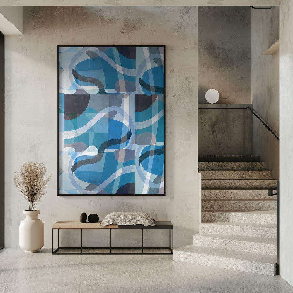 Abstrakte blaue und neutrale Kurvenformen 3 | Poster