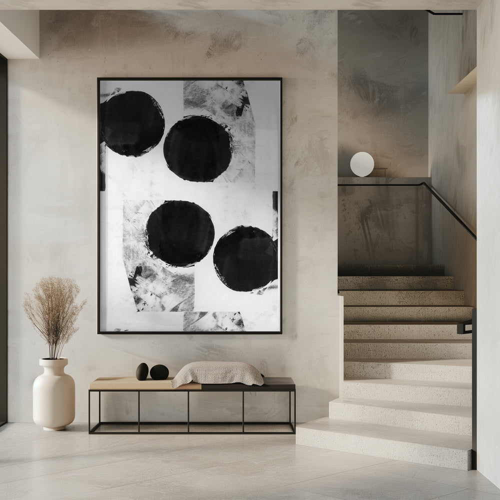 Abstrakte Punkte in Schwarz und Weiß 6 | Poster