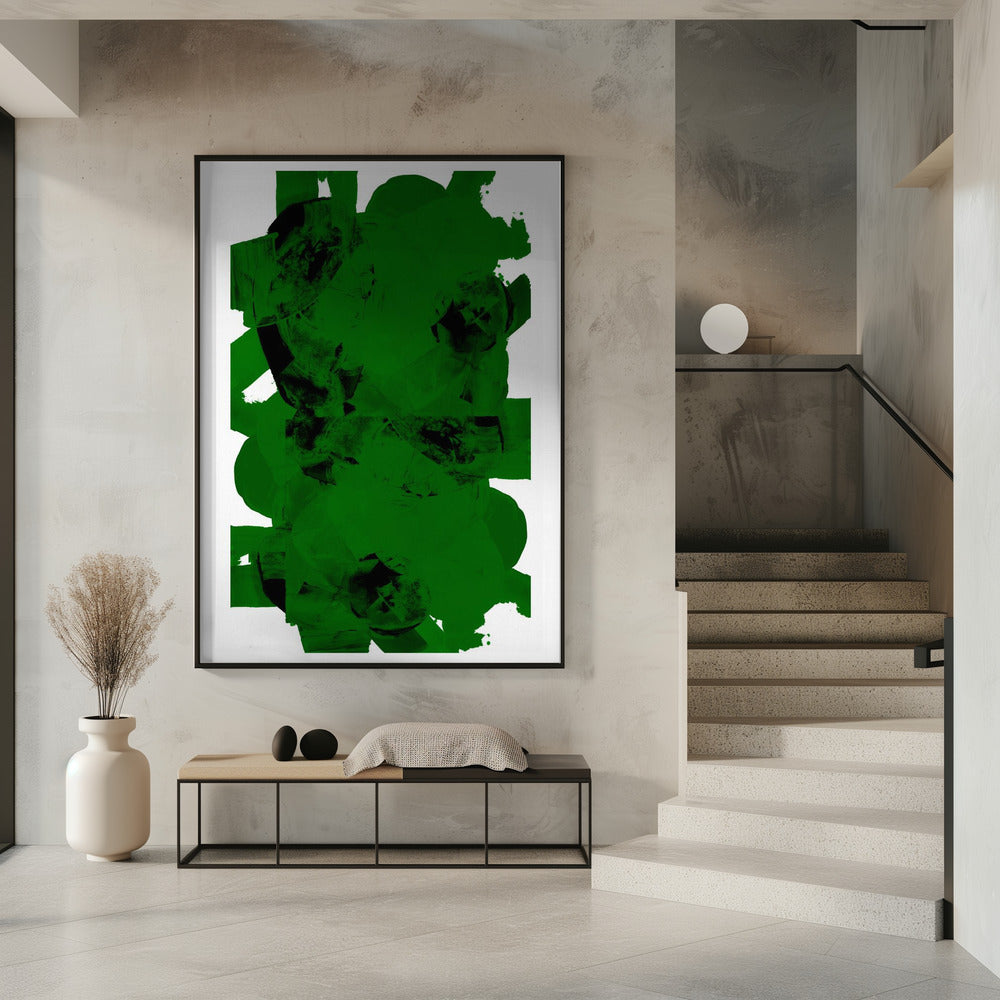 Abstrakte Komposition in Grün und Schwarz Nr. 1 | Poster