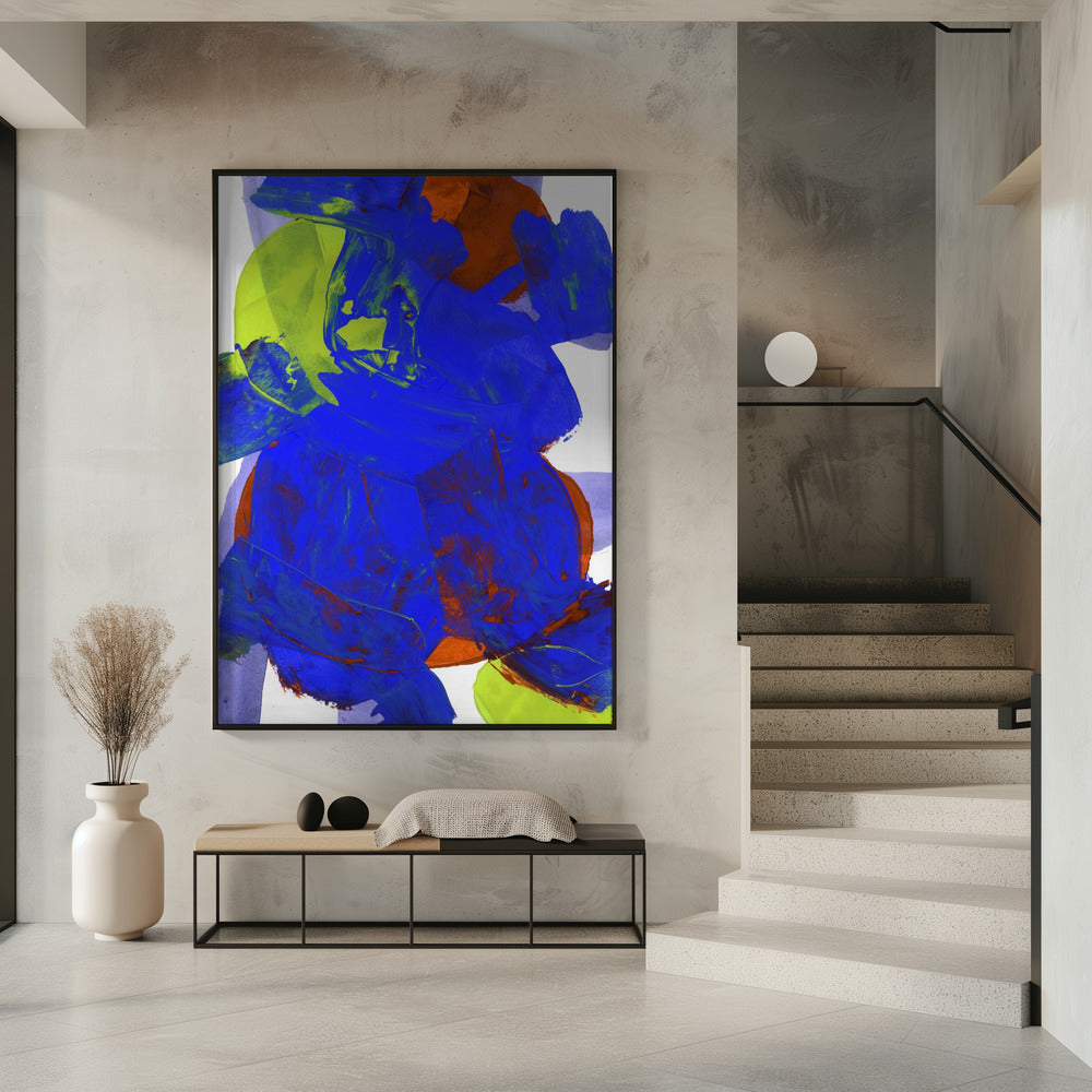 Kobaltblau Lila Gelb Chartreuse Orange Neutral Weiß Abstrakt 1 | Poster