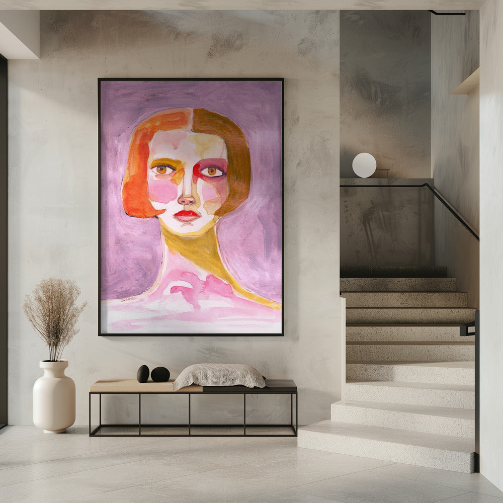 Dame mit Bob-Haarschnitt Mauve Lila | Poster