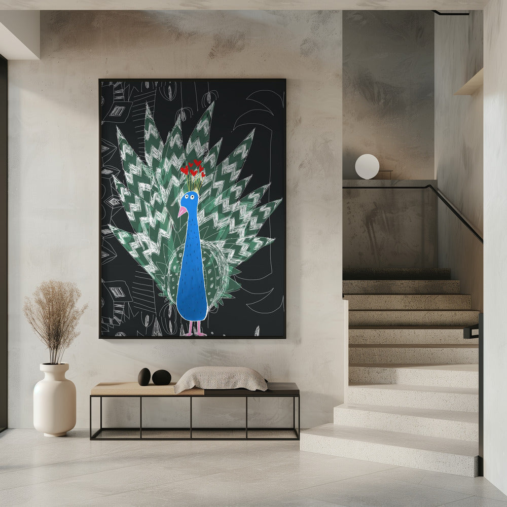 Süßer Pfau mit Dschungel-Doodle von der Künstlerin Carla Daly | Poster