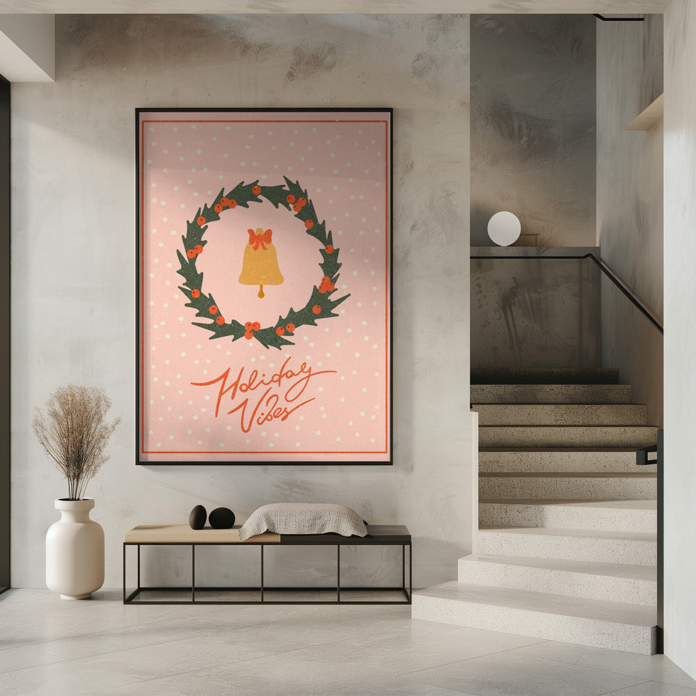 Weihnachtskranz mit Glocke und Schleife | Poster