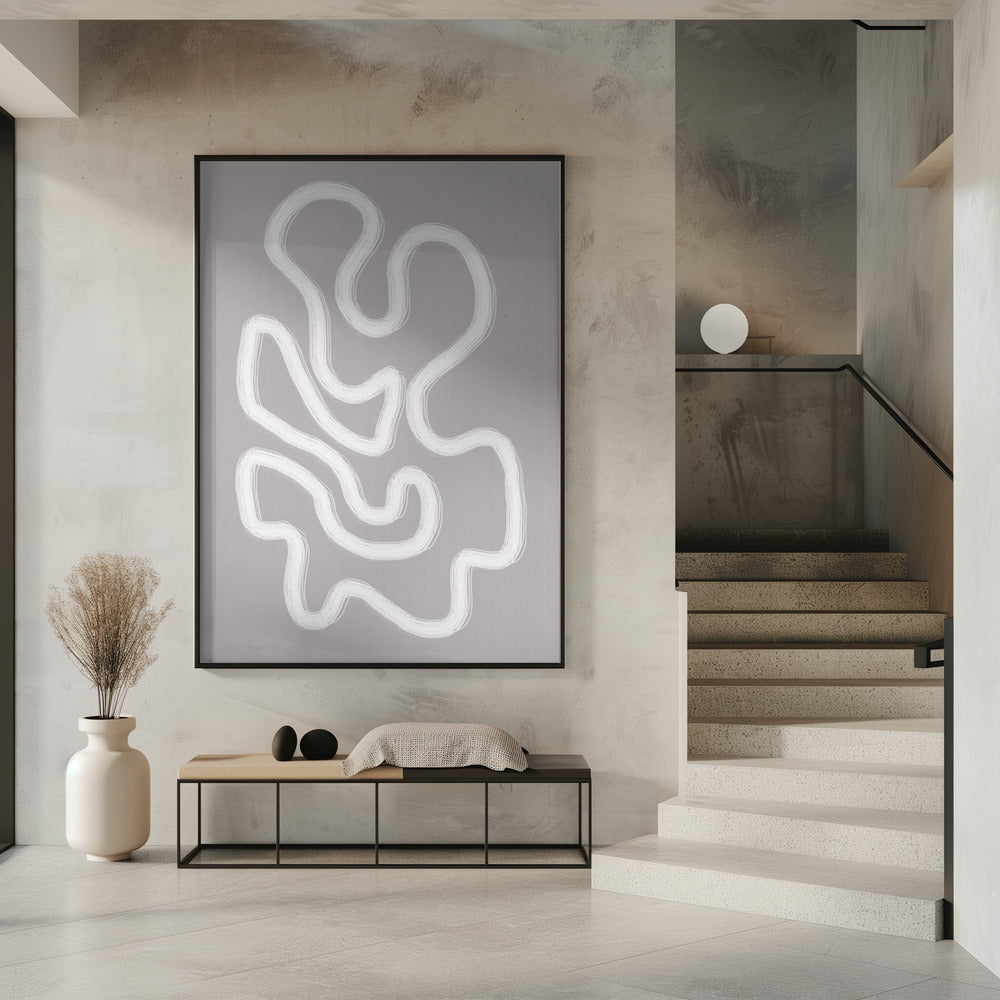 Abstrakte Kunst mit fließenden weißen Linien | Poster