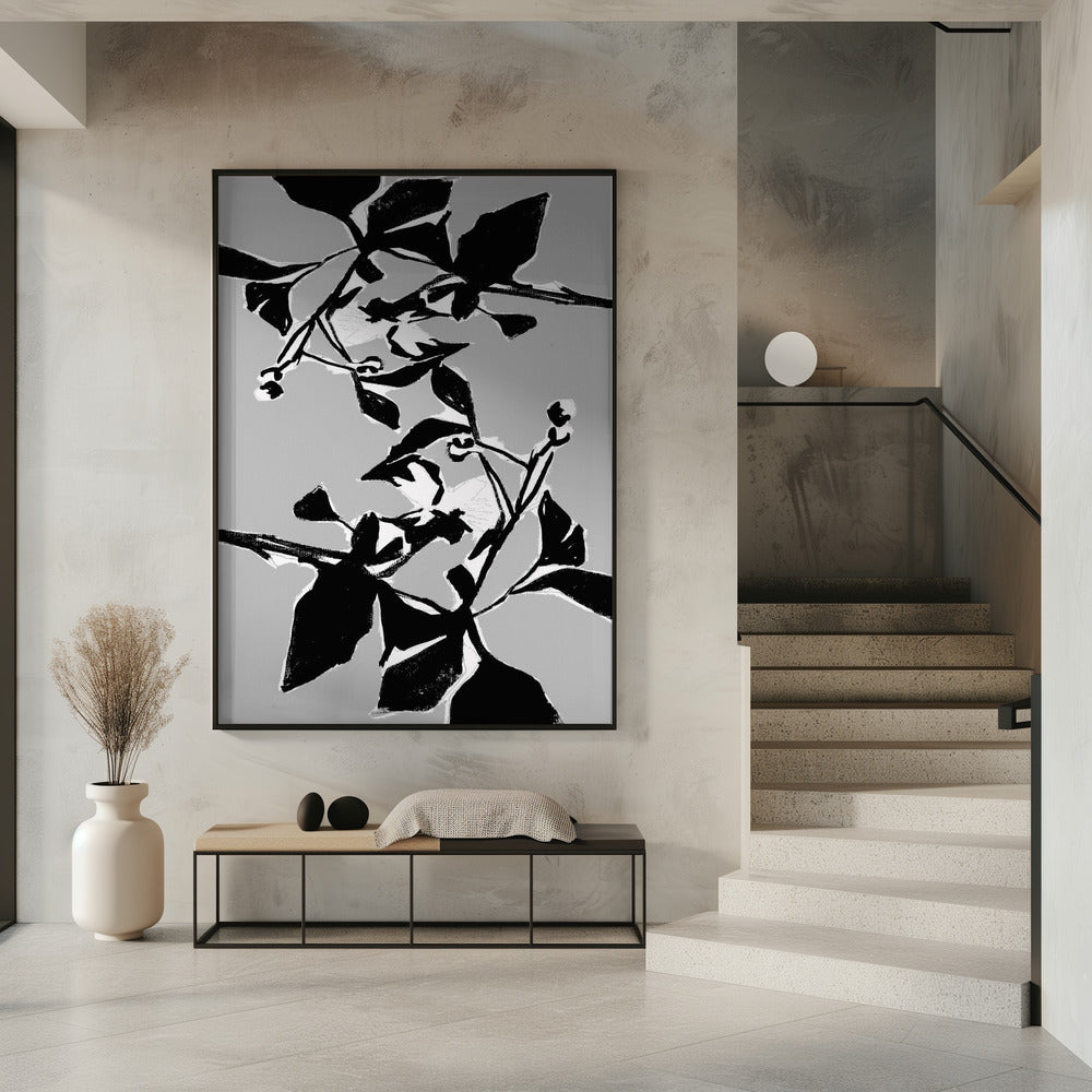 Schwarze Blumensilhouette 1 | Poster