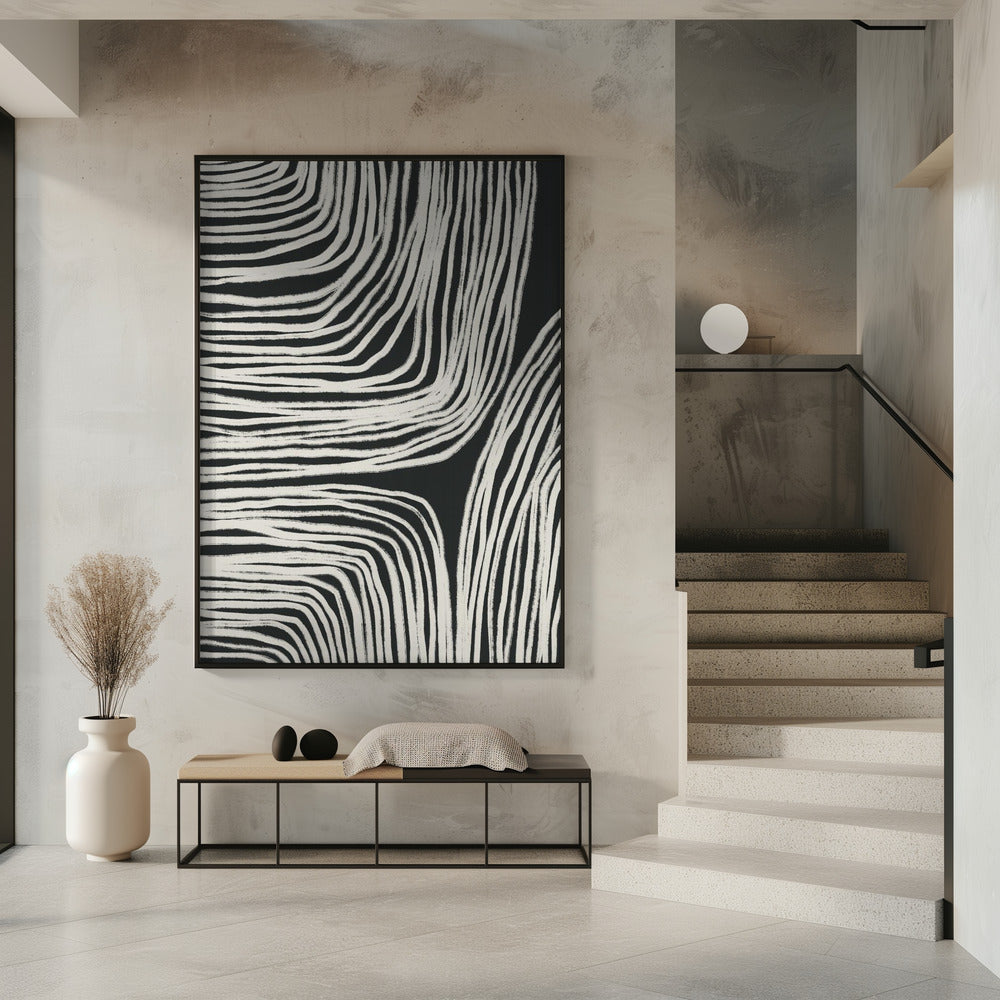 Monochrome organische Wellenlinien | Poster