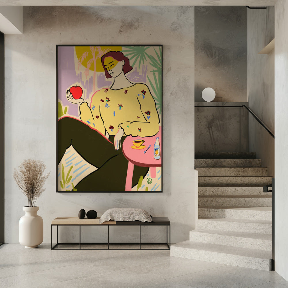 Frau mit Apfel | Poster