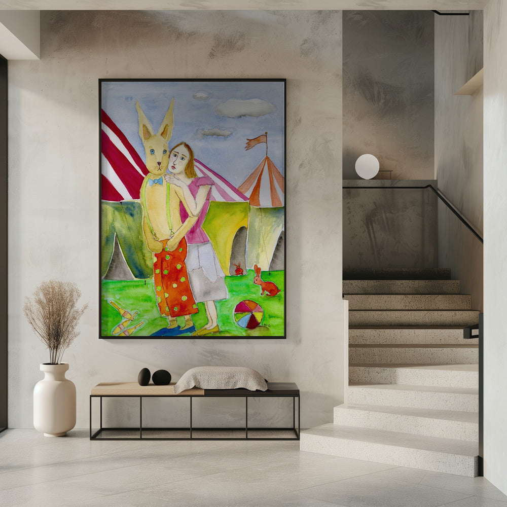 Zirkusartisten mit Kaninchen | Poster