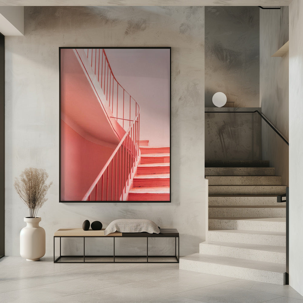 Pink Steps Cannes | Architektonischer Minimalismus | Poster