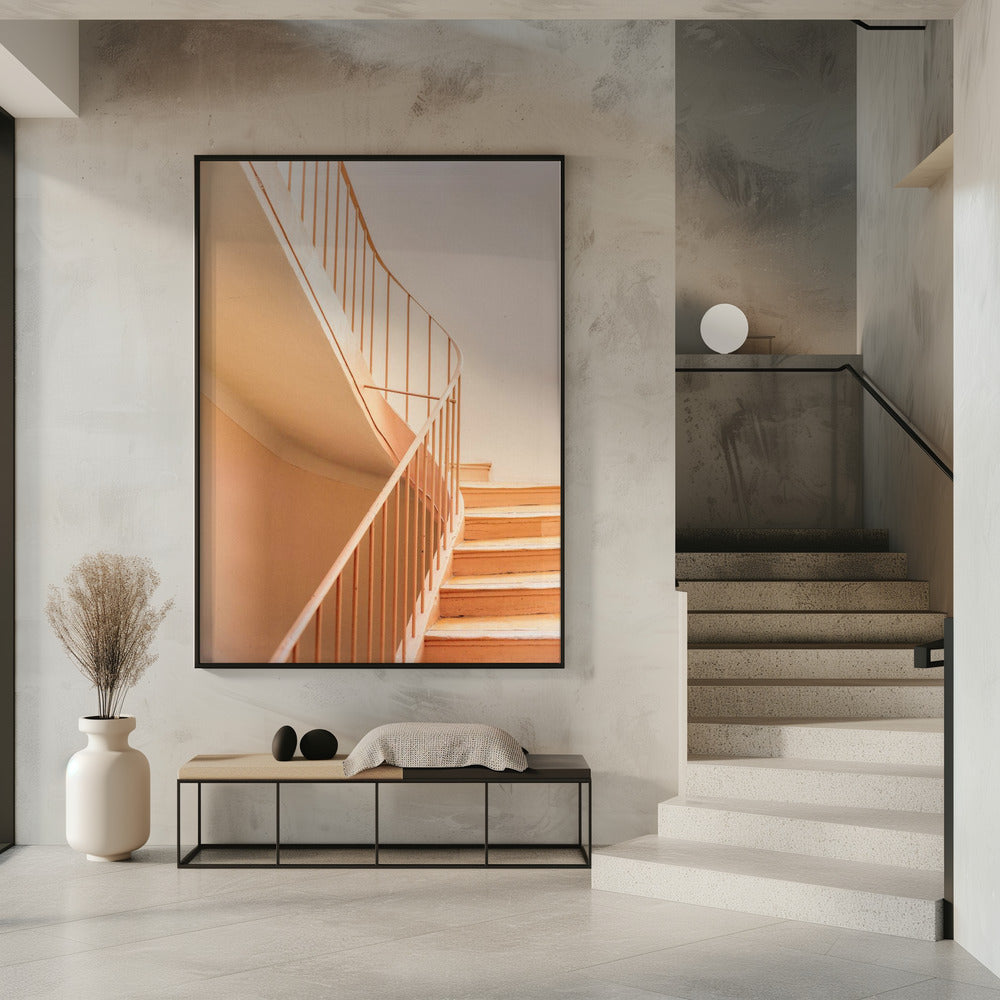 Orangefarbene Stufen | Architektonischer Minimalismus | Poster