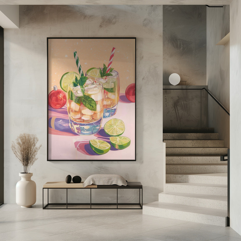 Mojito Sommercocktails mit Limette und Minze | Poster
