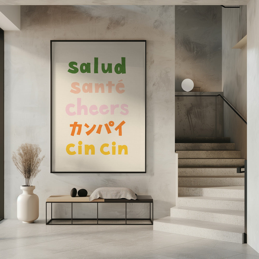 Prost Typografie - Salud Santé Prost Kanpai Cin cin | Poster