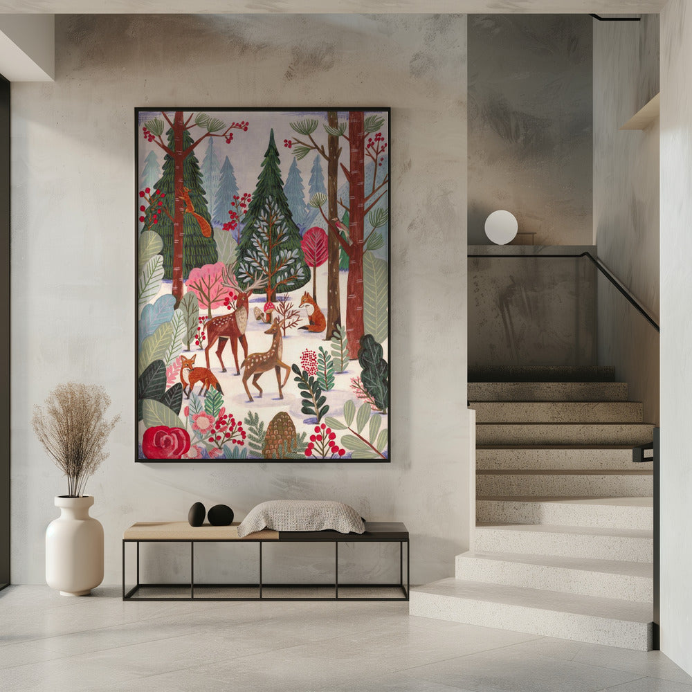Animals in winter forest | Poster