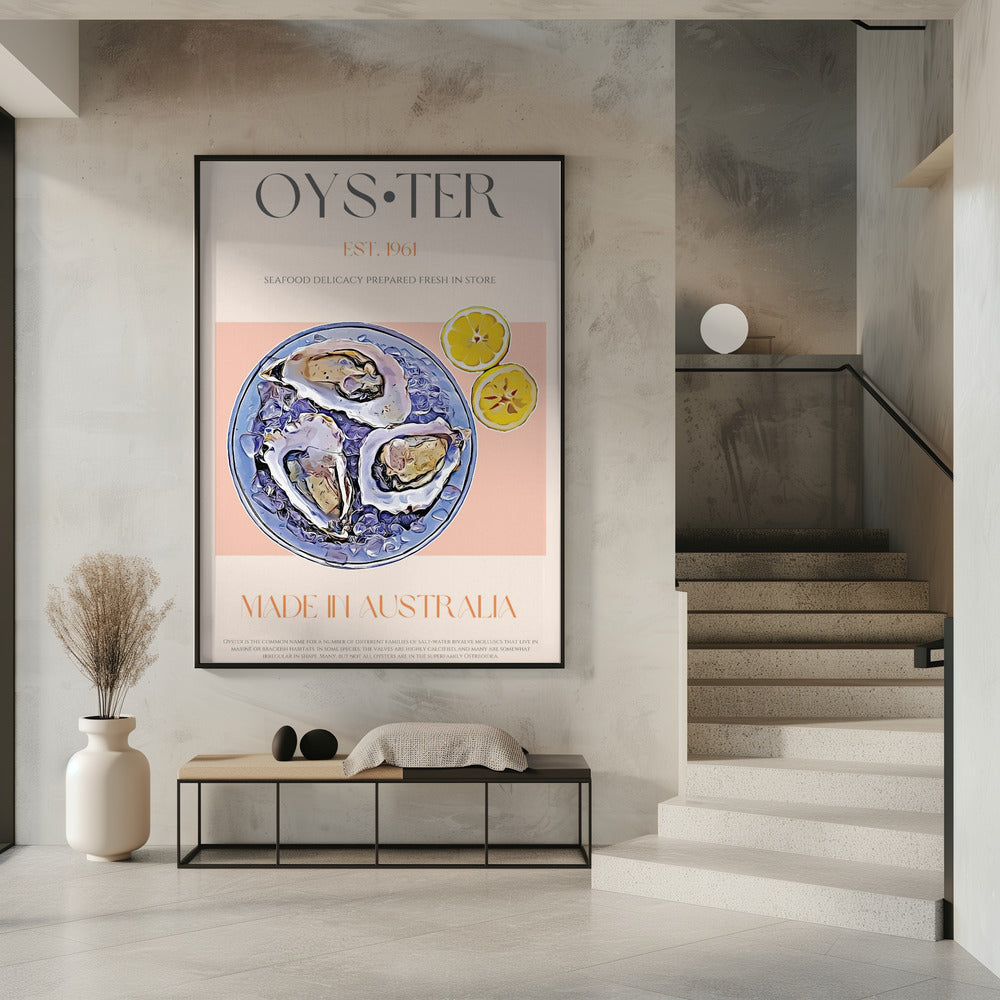 Fresh Oysters with Lemon Slices | Poster