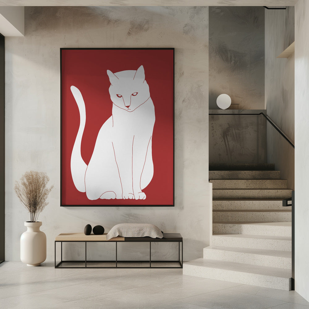 Weiße und rote Katze | Poster