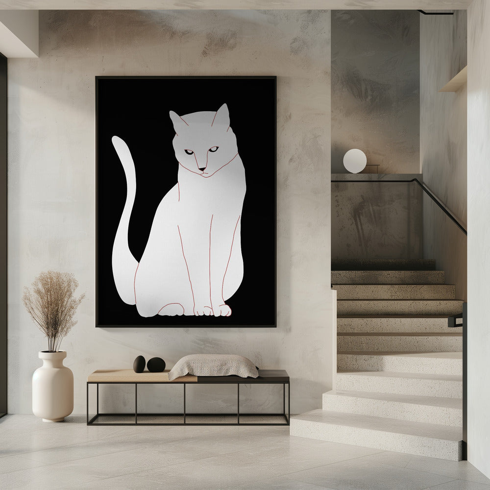 Weiße und schwarze Katze | Poster