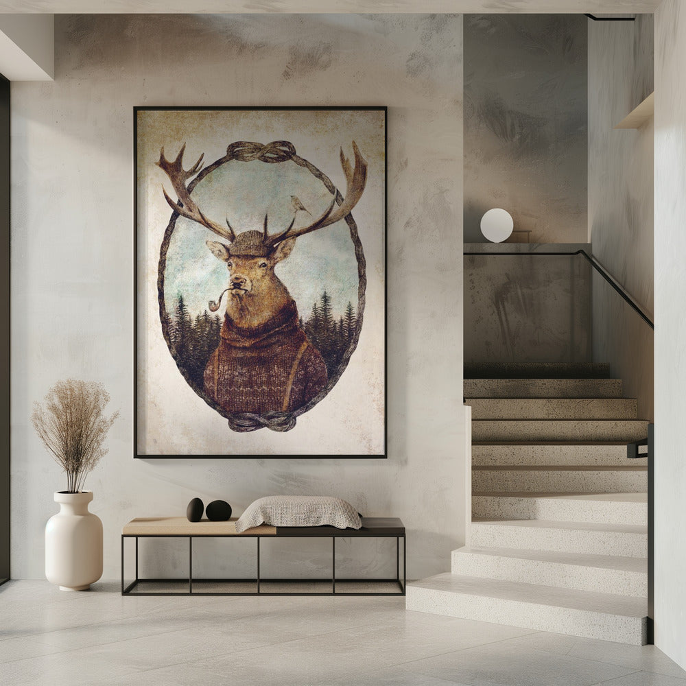 Hirsch in gemütlicher Kleidung | Poster