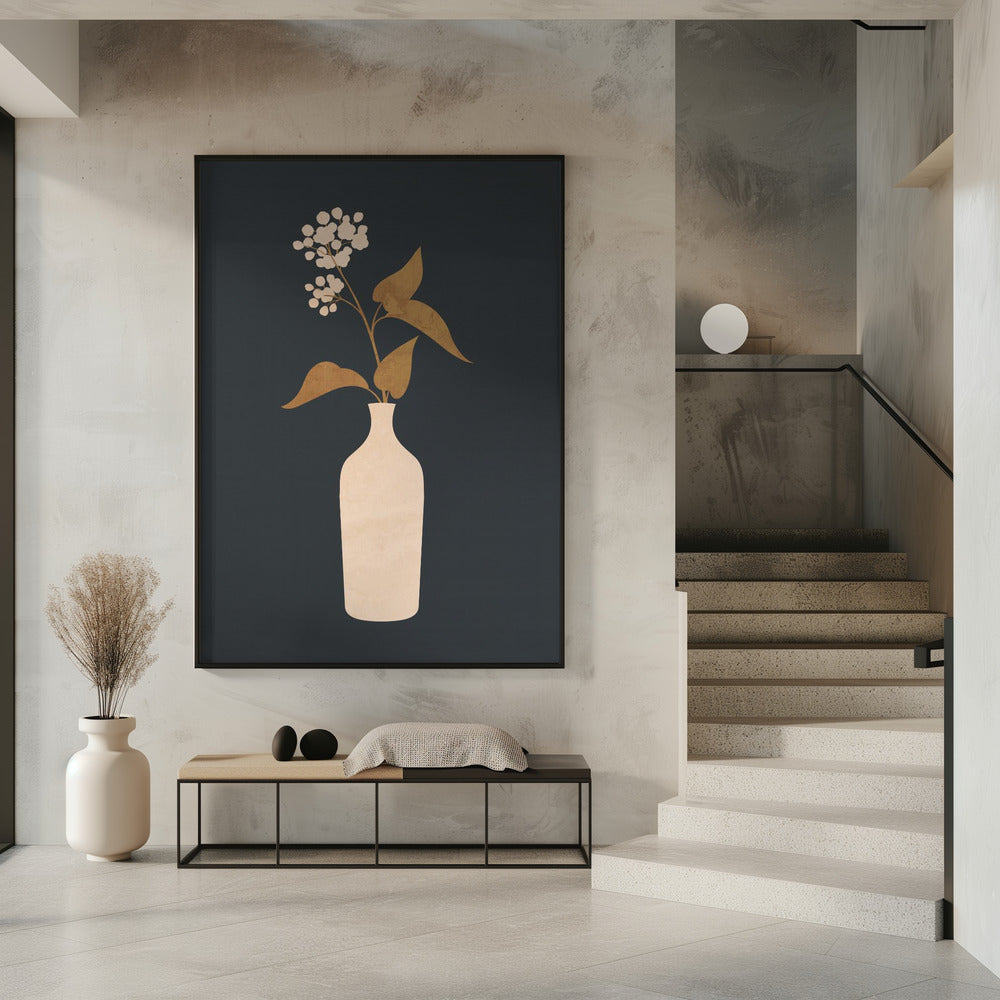 Minimalistische abstrakte Kunstvase mit Blumen | Poster