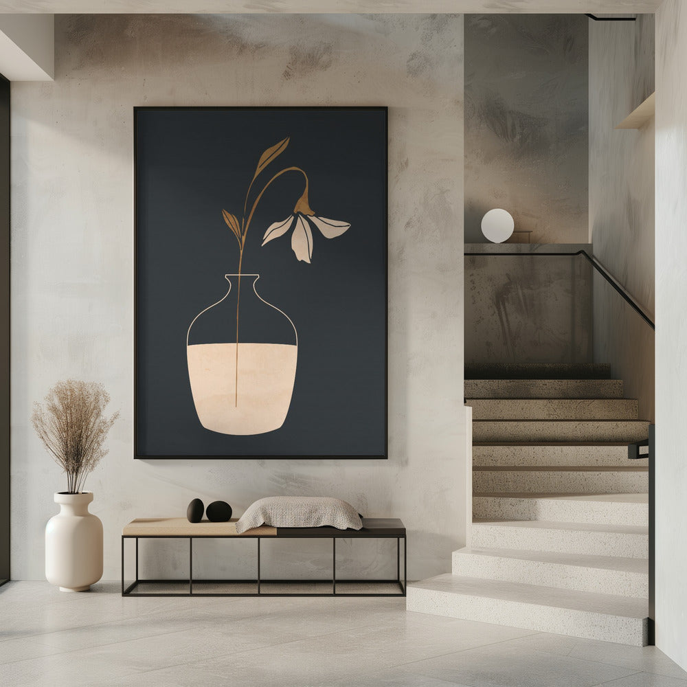 Minimalistische abstrakte Kunstvase mit Blumen | Poster