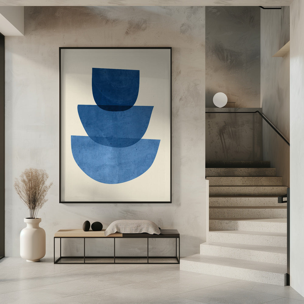 Geometrische abstrakte Formen Blau | Poster