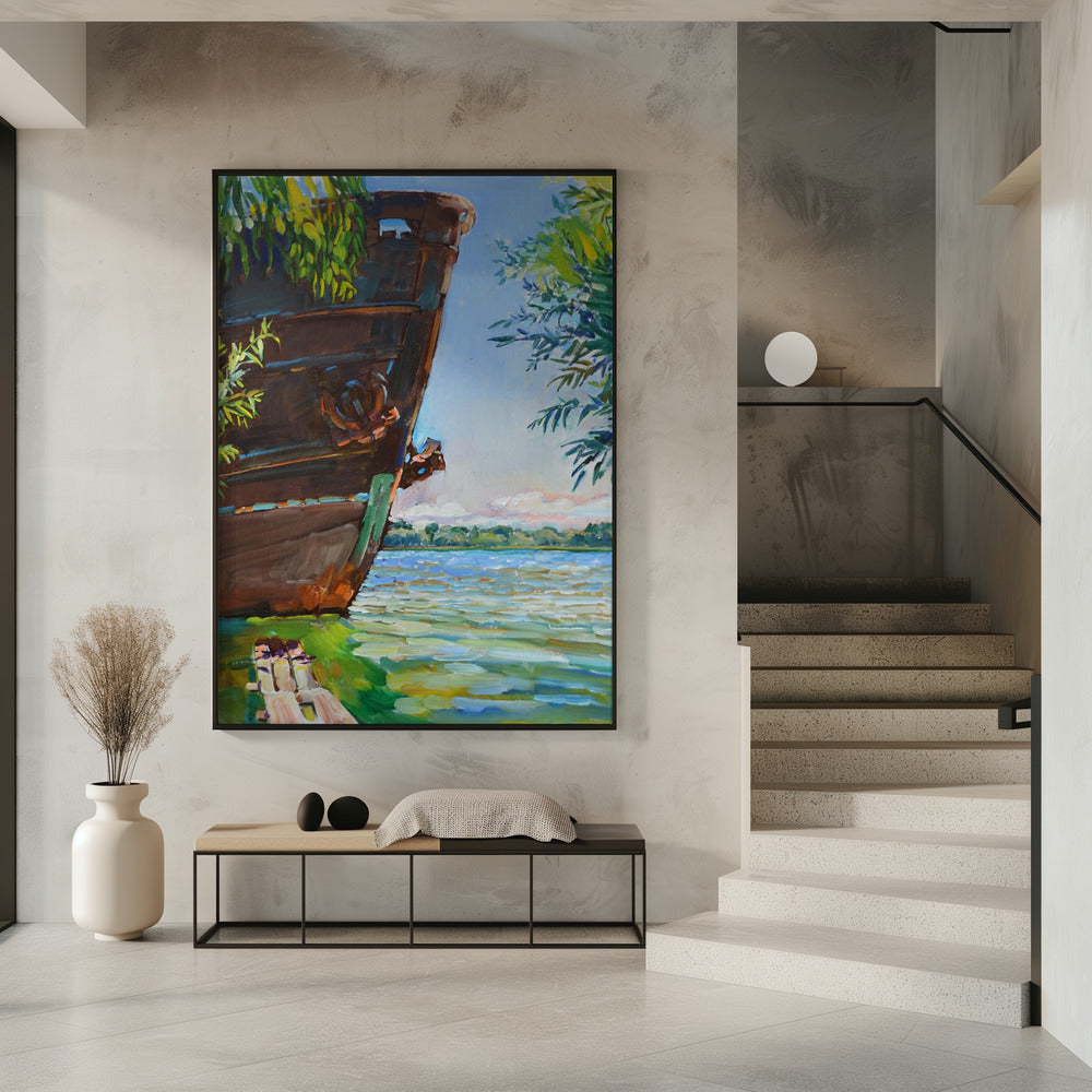 Schiff auf dem Fluss | Poster