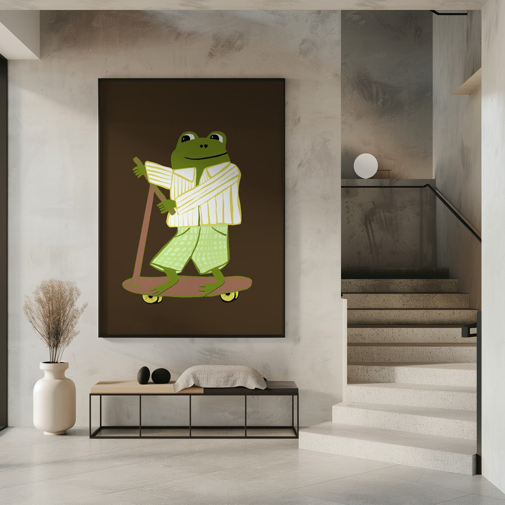 Frosch auf Roller | Poster