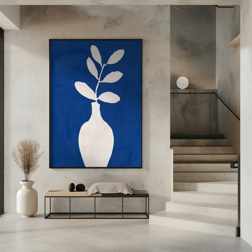 Weiße Vase und Blätter | Poster