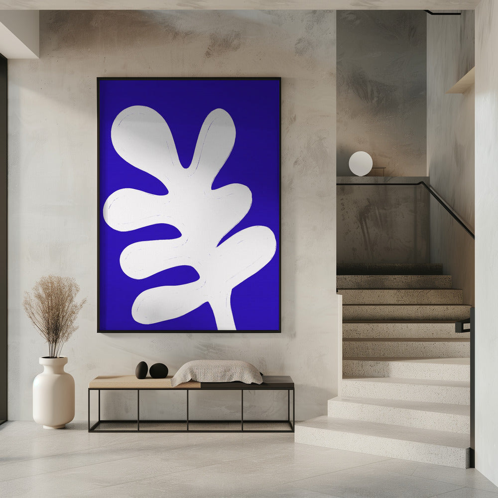Blatt auf blauer Leinwand | Poster