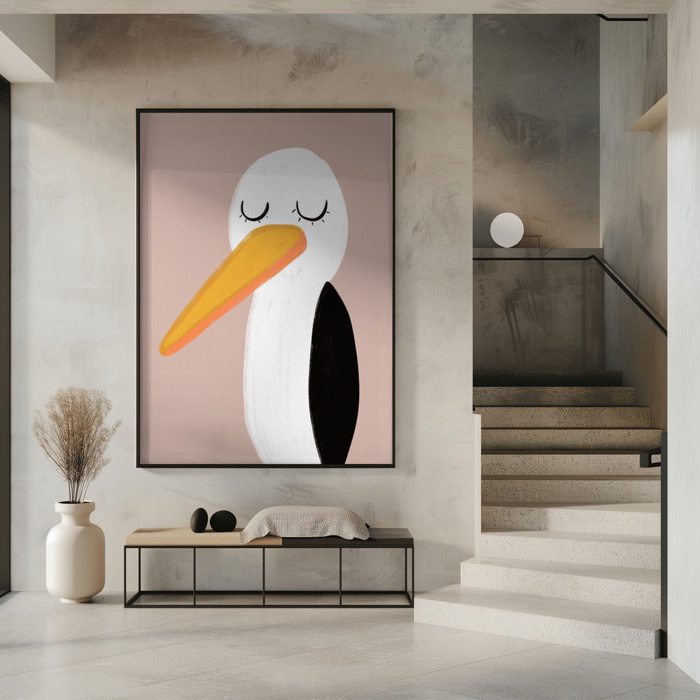 Friedlicher Storch mit geschlossenen Augen | Poster