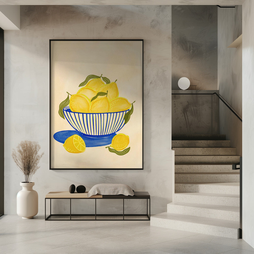 Schale mit leuchtend gelben Zitronen | Poster