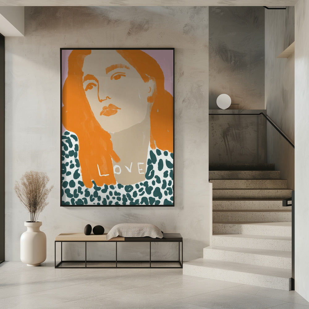 Porträt einer Frau mit orangefarbenem Haar | Poster