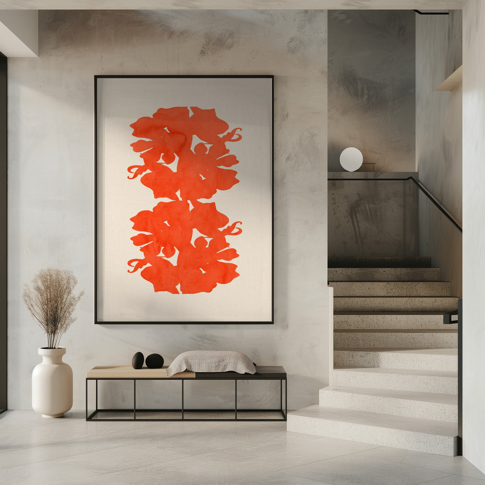 Orange Blumensilhouetten | Poster