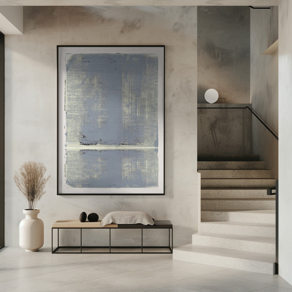 Minimalistisches graues Abstrakt mit horizontaler Linie | Poster