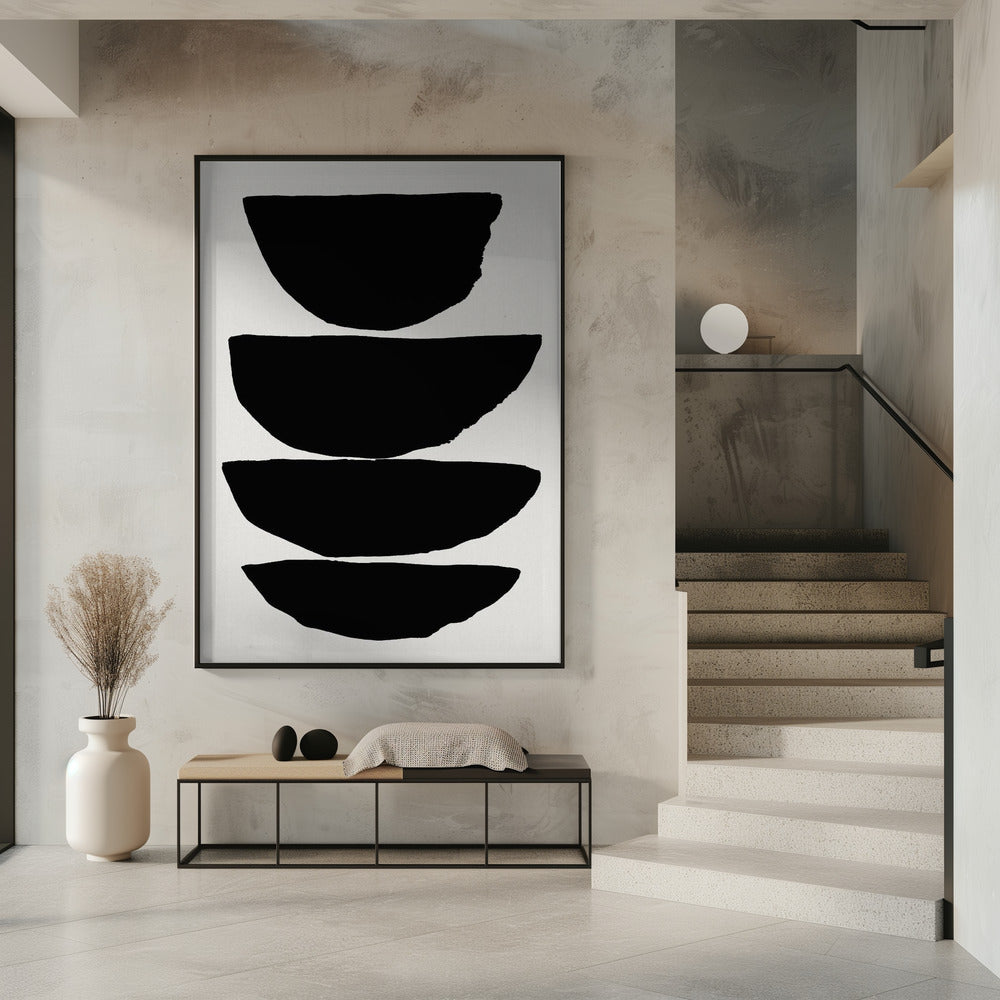 Minimalistische schwarze abstrakte Ellipsen | Poster