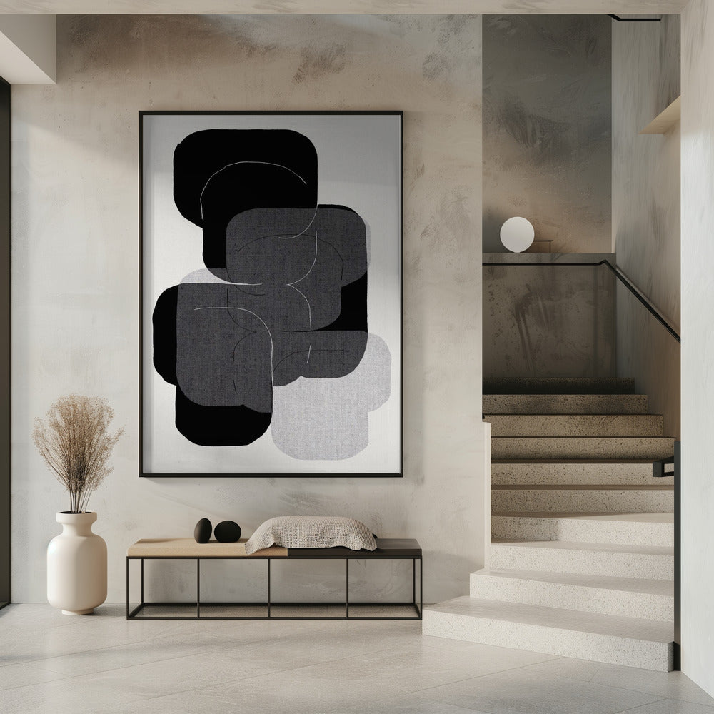Abstract Forms in Black, Grey and White | Poster
