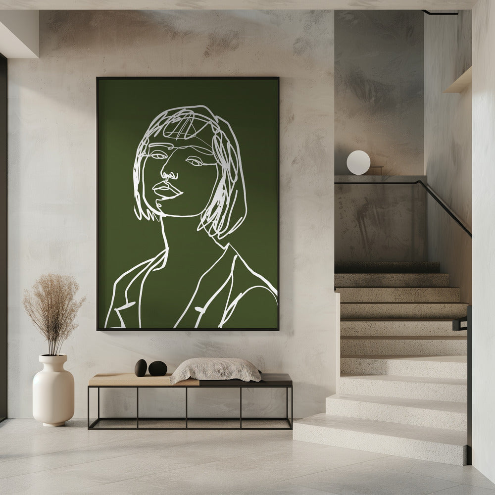 Line Art weiblich grün | Poster