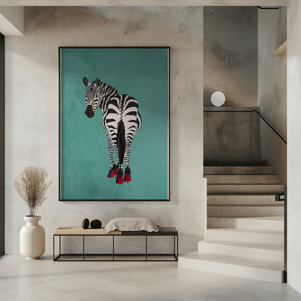 Zebra in High Heels blaugrün | Poster