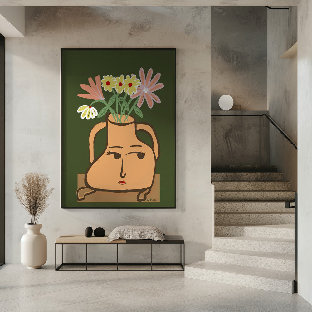 Dame in Vase mit Blumen | Poster