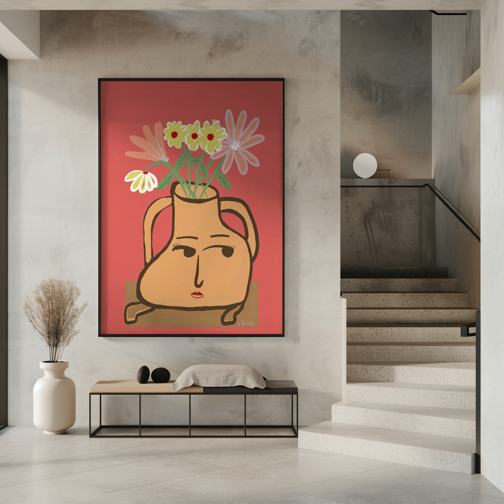 Dame in Vase mit Blumen | Poster