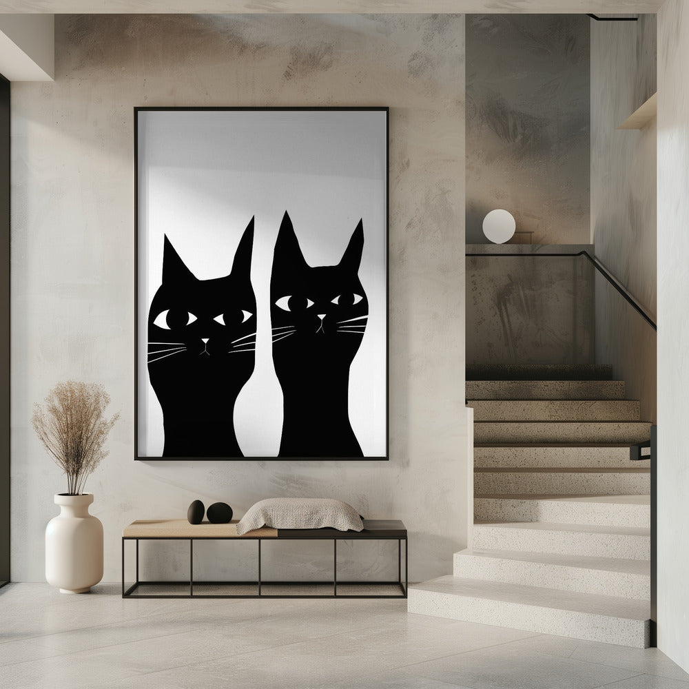 Zwei schwarze Katzen | Poster