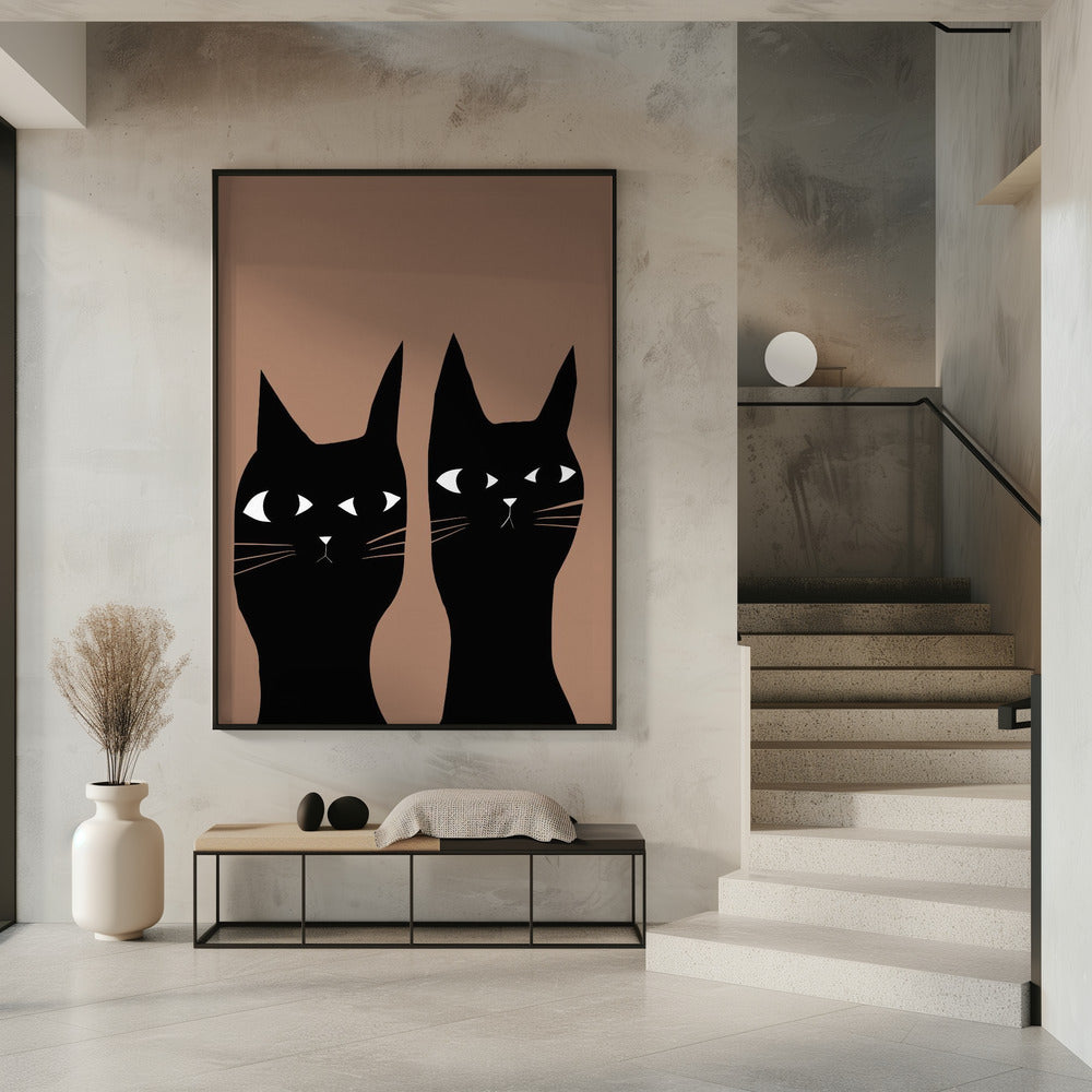 Zwei schwarze Katzen | Poster