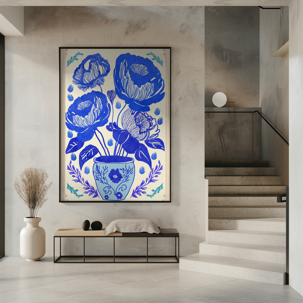 Blaue Blütenvase | Poster