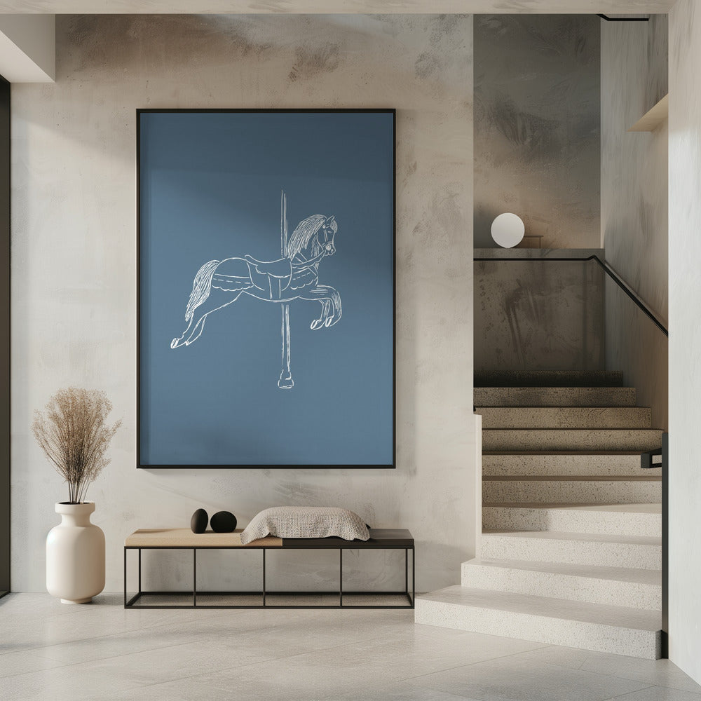 Zirkuspferd Vintage Blau | Poster