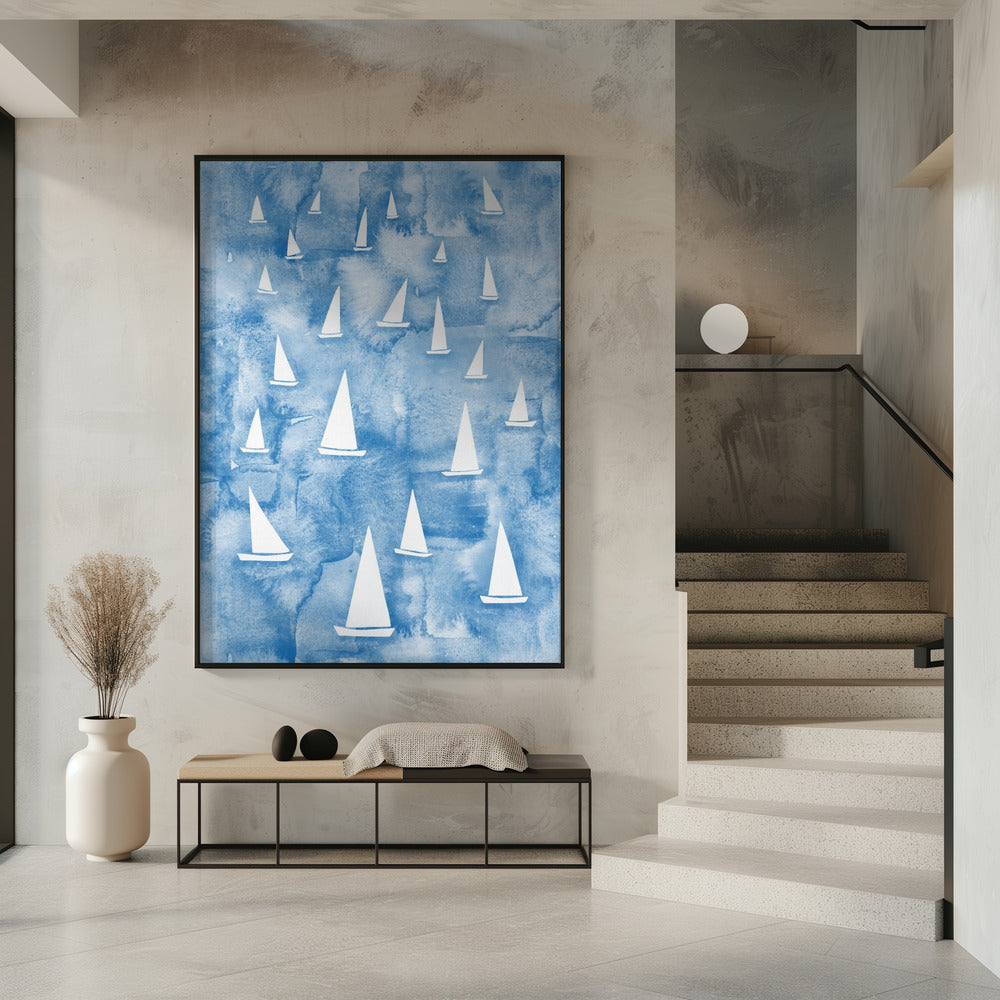 Weiße Segelboote | Poster