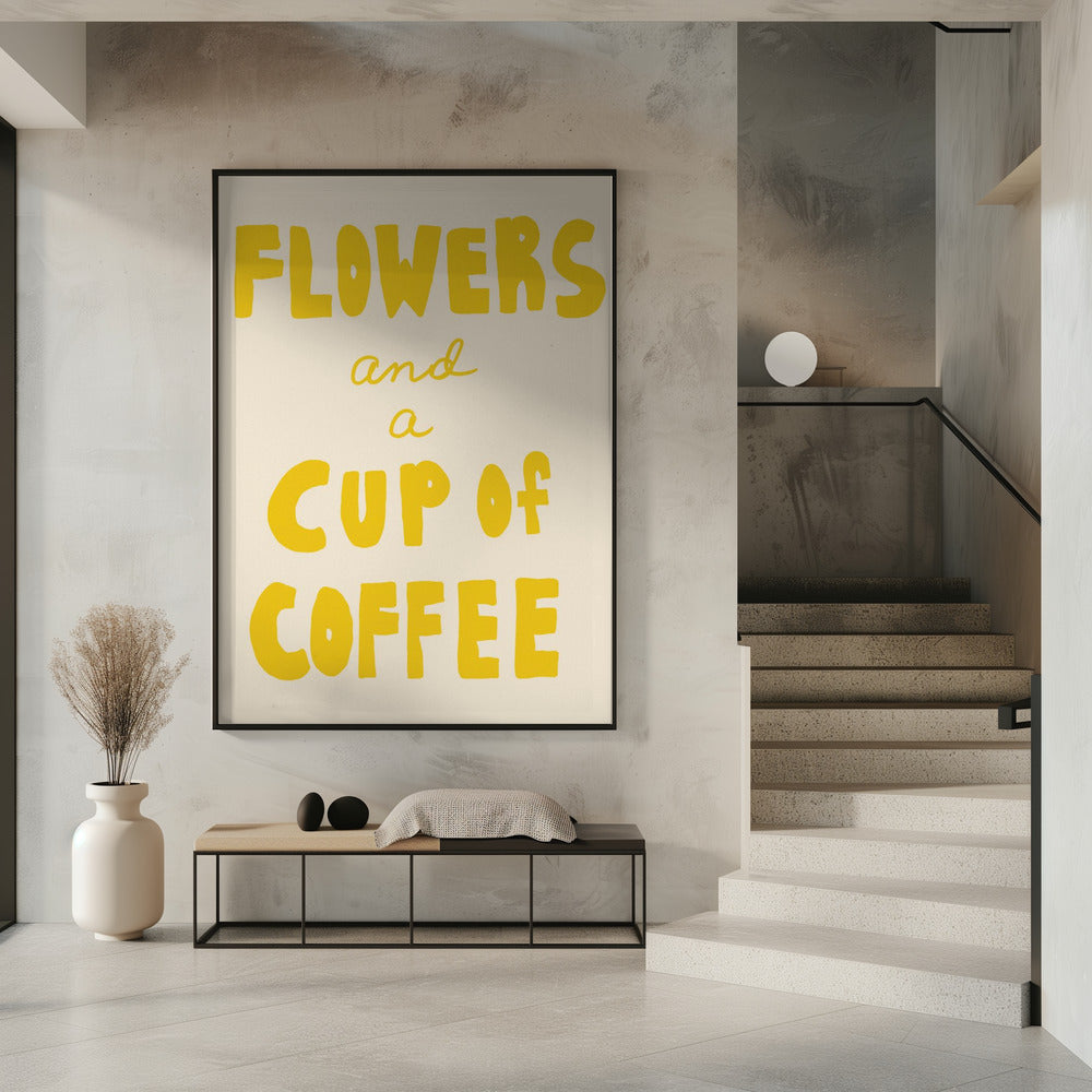 Blumen und eine Tasse Kaffee | Poster