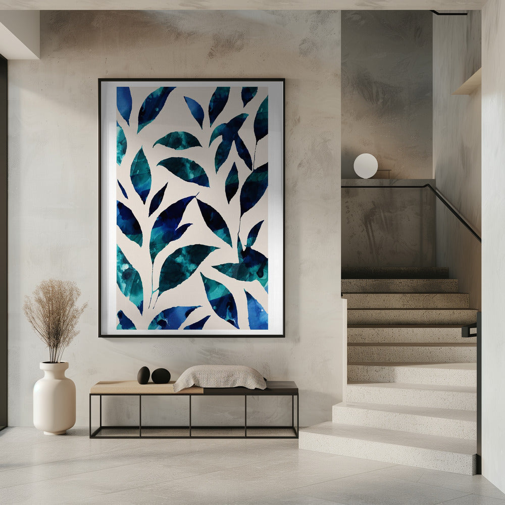 Blätter in Blau- und Grüntönen | Poster