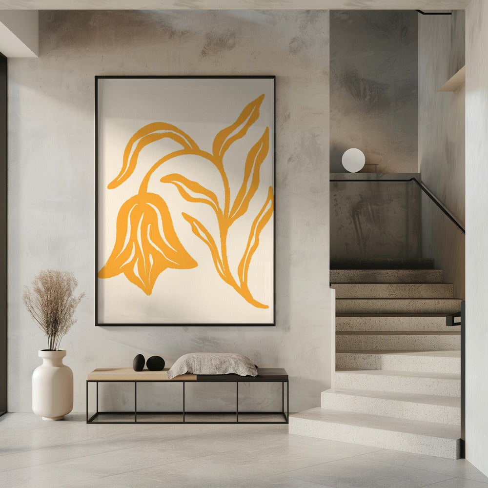 Goldene Blütensilhouette | Poster