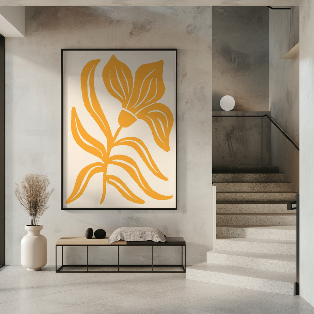 Abstrakte gelbe stilisierte Tulpe | Poster