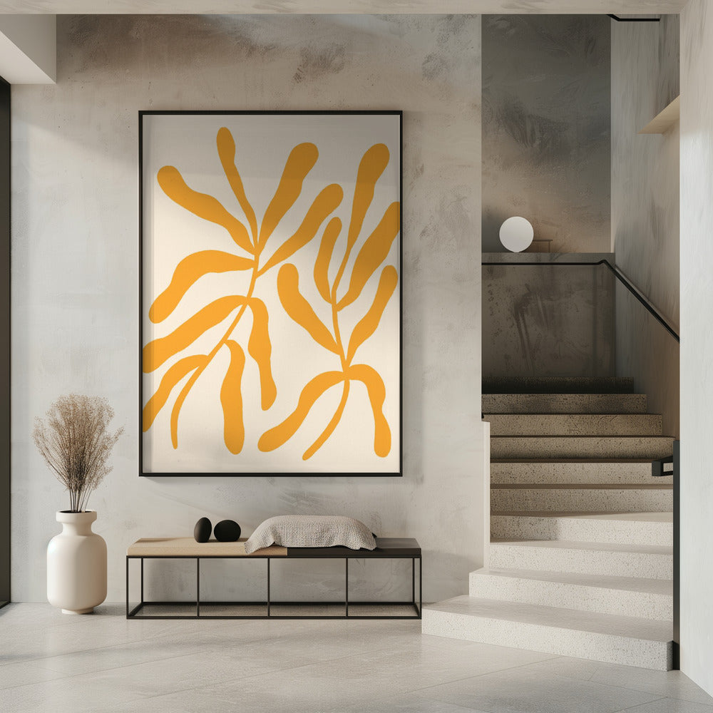 Gelbe Blattsilhouetten | Poster